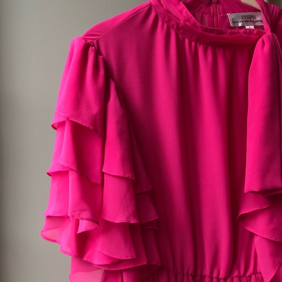 INSPR Pink Ruffle Dress - Picture 4 of 6